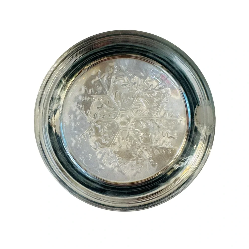 Vtg Clear Leaded Crystal Snowflake Paperweight Cristal France Dome 3.5